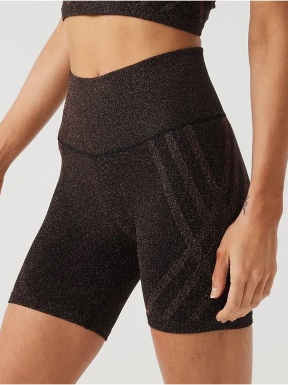 OFFLINE By Aerie Seamless Lurex 5" Black Metallic Athleisure Bike Shorts small